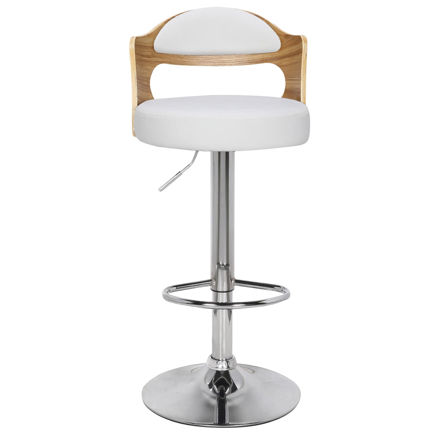 Lot de 6 chaises de bar Ruben Chêne clair et Simili Blanc