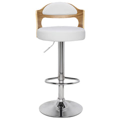 Lot de 6 chaises de bar Ruben Chêne clair et Simili Blanc