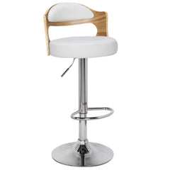 Lot de 6 chaises de bar Ruben Chêne clair et Simili Blanc