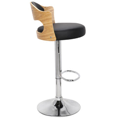 Lot de 6 chaises de bar chêne clair et simili noir Alado