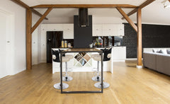 Lot de 6 chaises de bar Ruben Bois Noir et Simili Crème