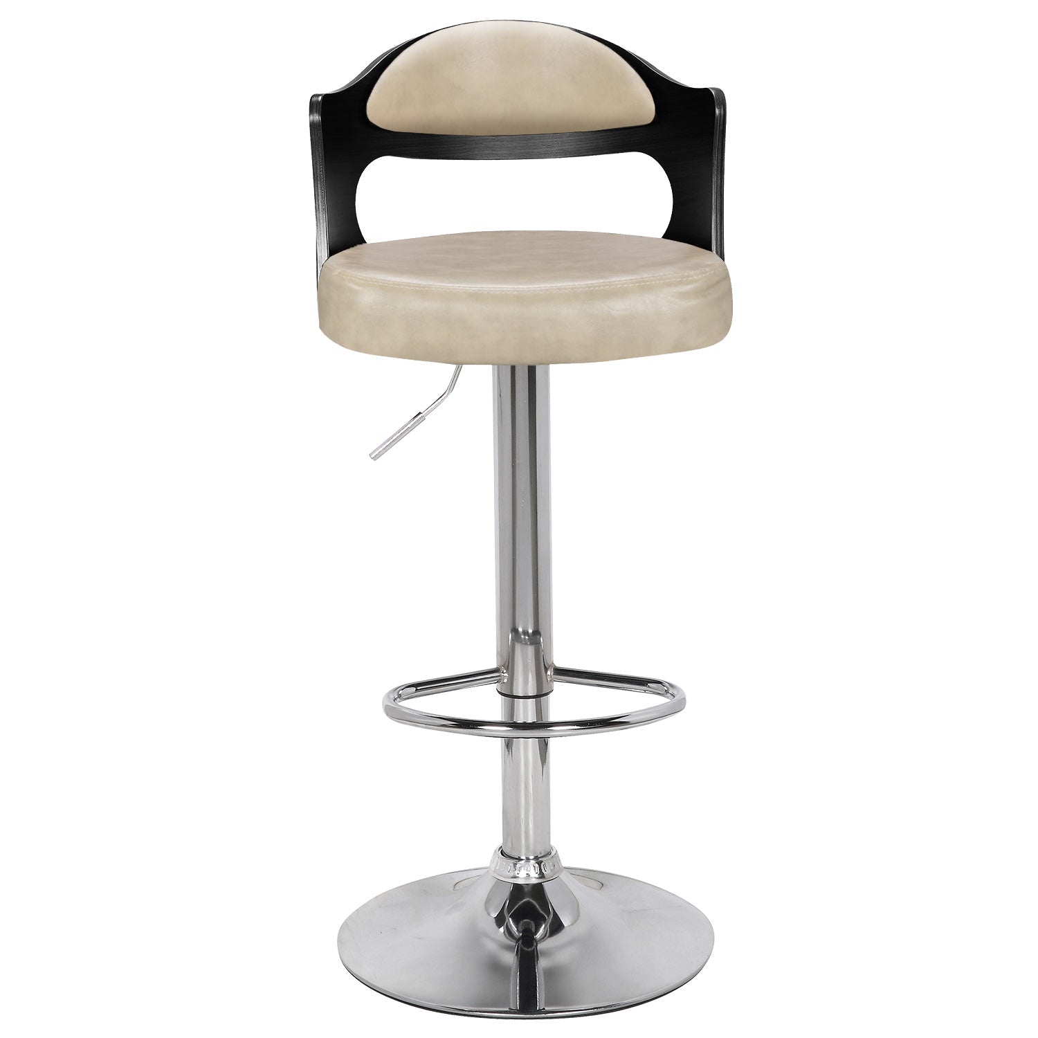 Lot de 6 chaises de bar Ruben Bois Noir et Simili Crème