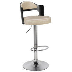 Lot de 6 chaises de bar Ruben Bois Noir et Simili Crème