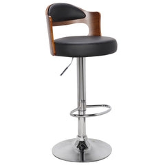 Lot de 6 chaises de bar Ruben Bois Noisette et Simili Noir