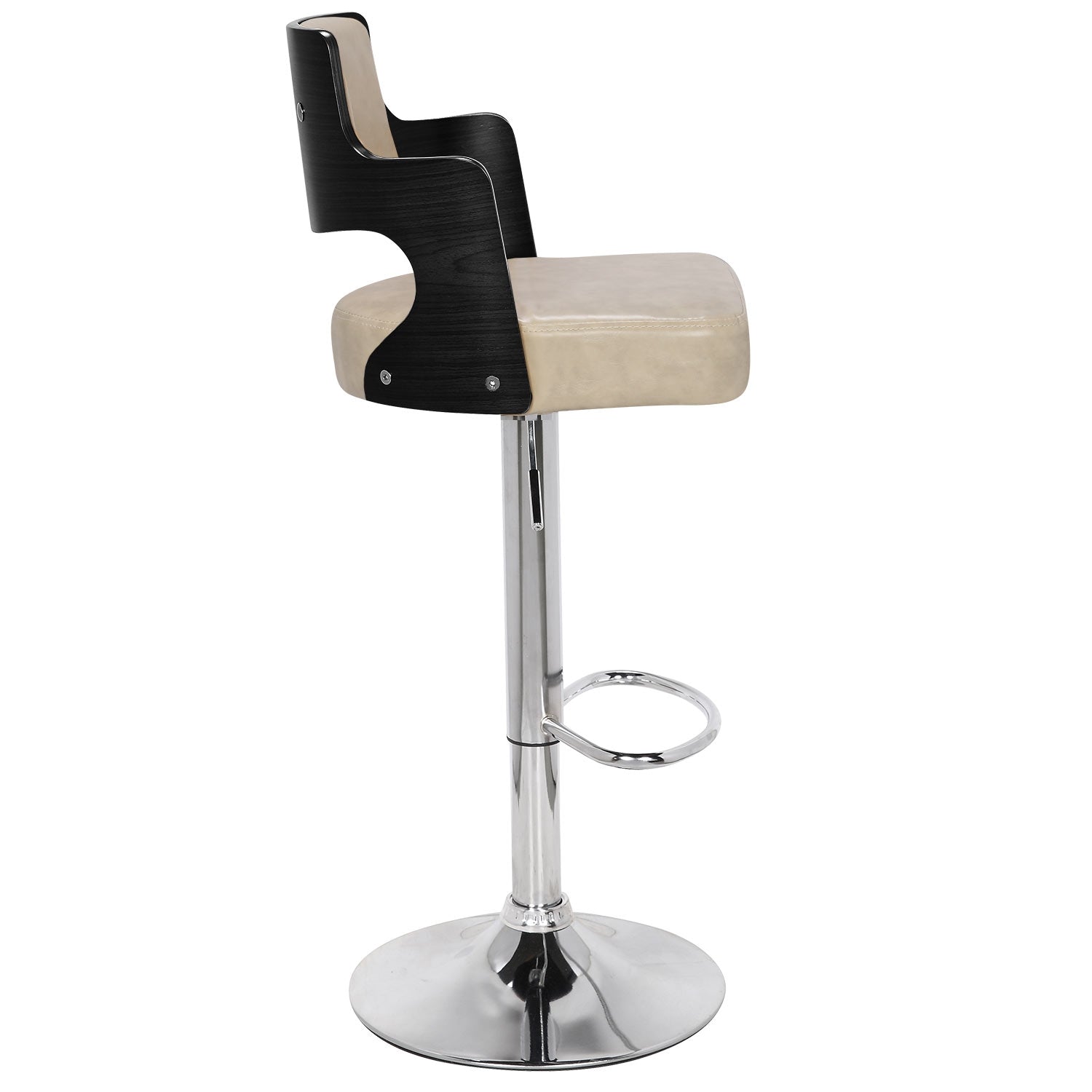 Lot de 2 chaises de bar Russel Bois Noir & Simili Crème