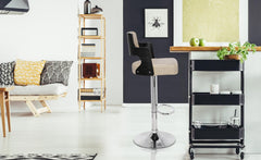 Lot de 2 chaises de bar Russel Bois Noir & Simili Crème