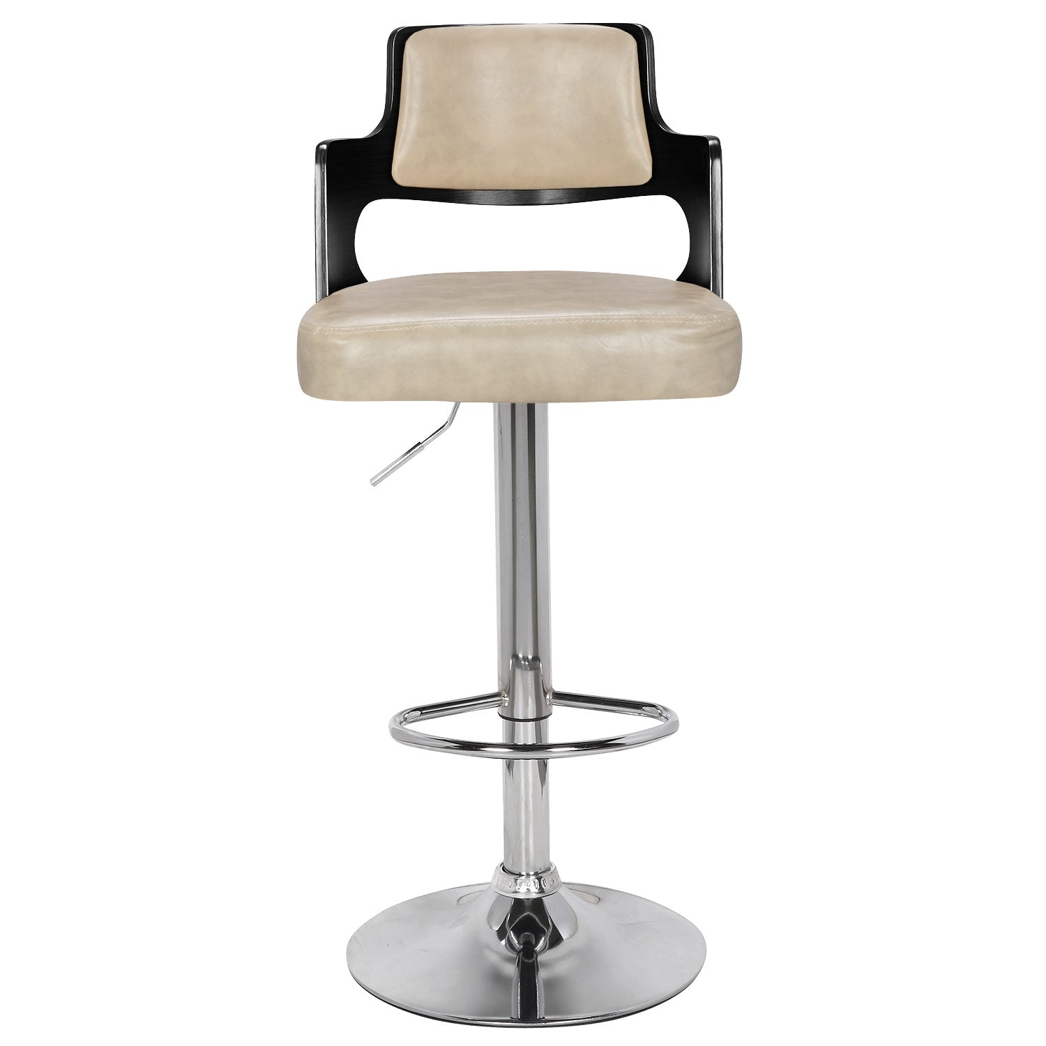 Lot de 2 chaises de bar Russel Bois Noir & Simili Crème
