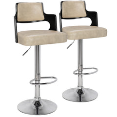 Lot de 2 chaises de bar Russel Bois Noir & Simili Crème