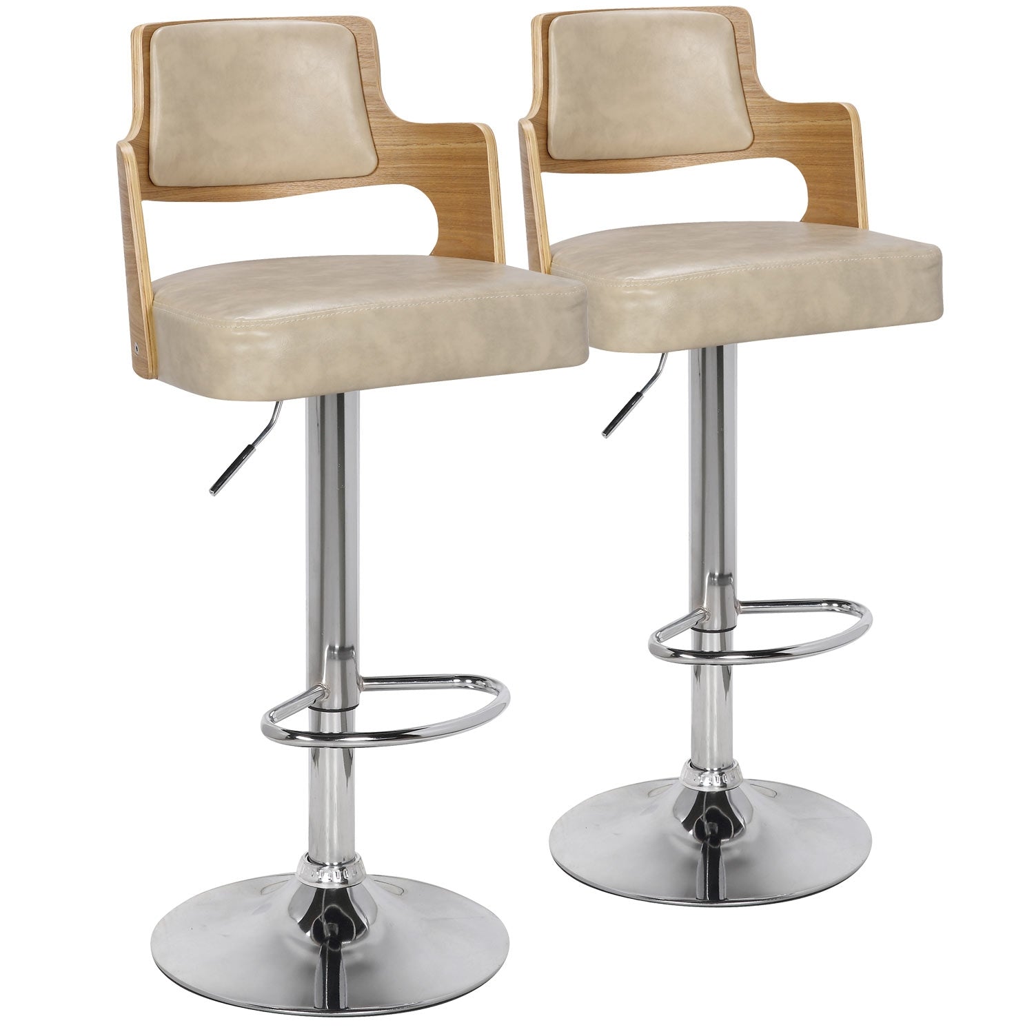 Lot de 2 chaises de bar Russel Chêne Clair & Crème