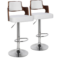 Lot de 2 fauteuils de bar en bois noisette et blanc