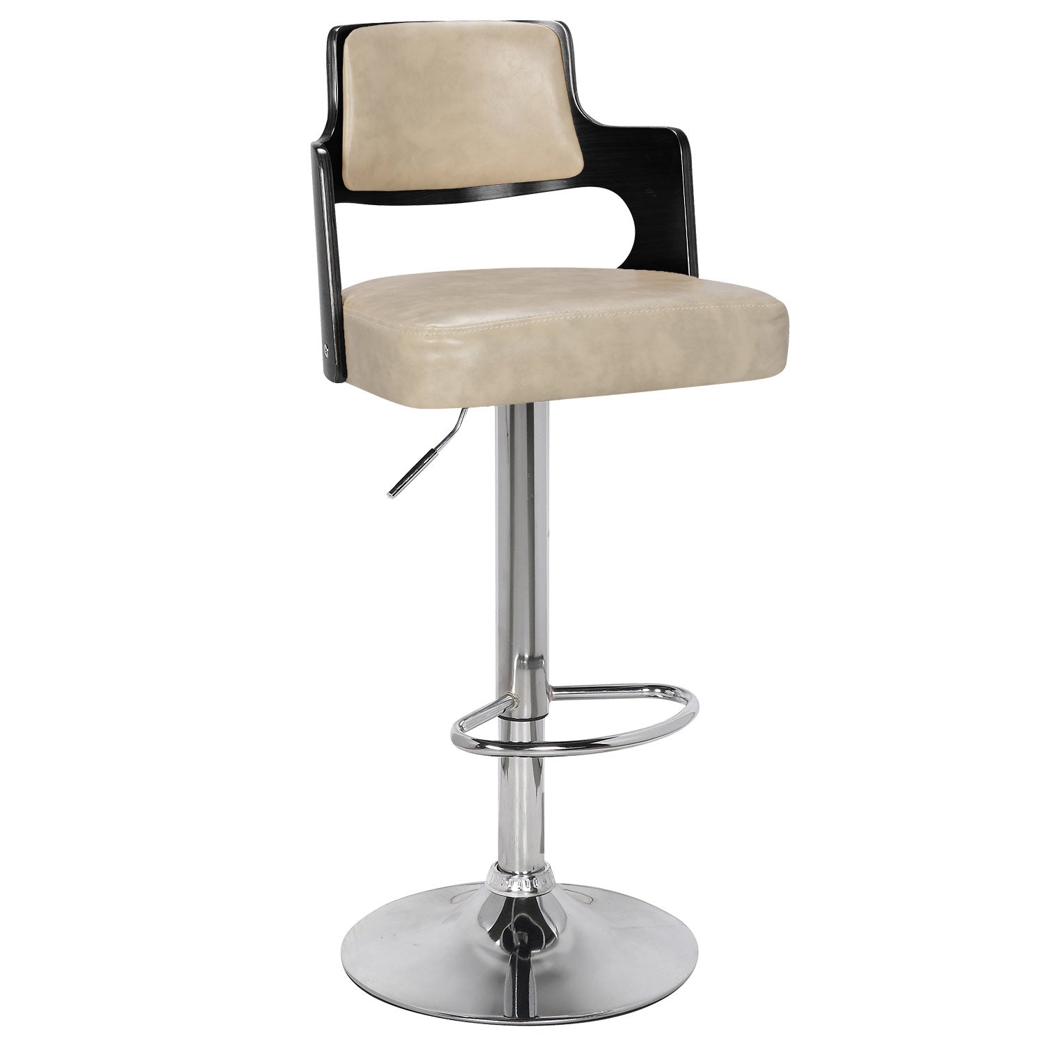 Lot de 8 chaises de bar Russel Bois Noir et Crème