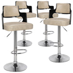 Ensemble de 4 chaises de bar pivotantes bois noir et simili crème