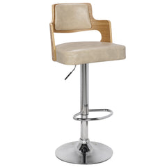 Lot de 4 chaises de bar Russel Chêne Clair et Crème