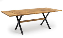 Table à manger extensible Rustica 180-227,5cm style industriel Bois et Métal Noir