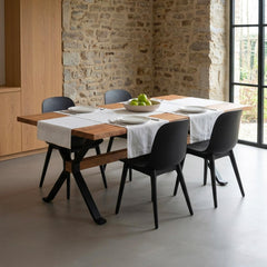 Table à manger extensible Rustica 180-227,5cm style industriel Bois et Métal Noir