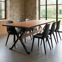Table à manger extensible Rustica 180-227,5cm style industriel Bois et Métal Noir