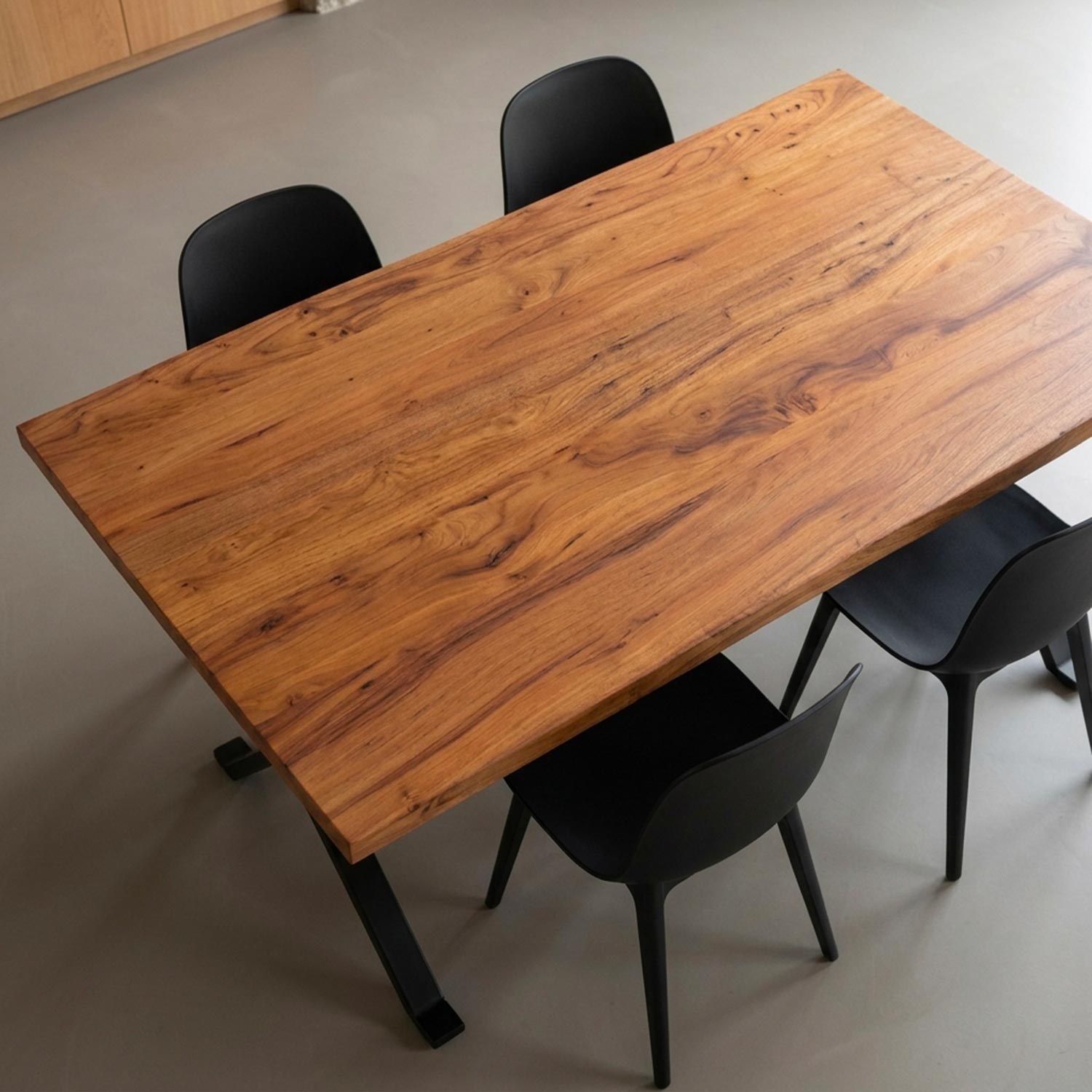 Table à manger extensible Rustica 180-227,5cm style industriel Bois et Métal Noir