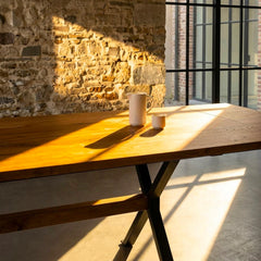 Table à manger extensible Rustica 180-227,5cm style industriel Bois et Métal Noir