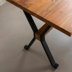Table à manger extensible Rustica 180-227,5cm style industriel Bois et Métal Noir