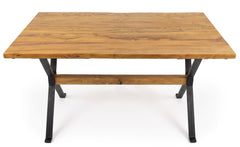 Table à manger extensible Rustica 180-227,5cm style industriel Bois et Métal Noir