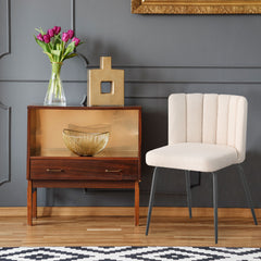Lot de 4 chaises design Sabine Tissu Bouclette Crème