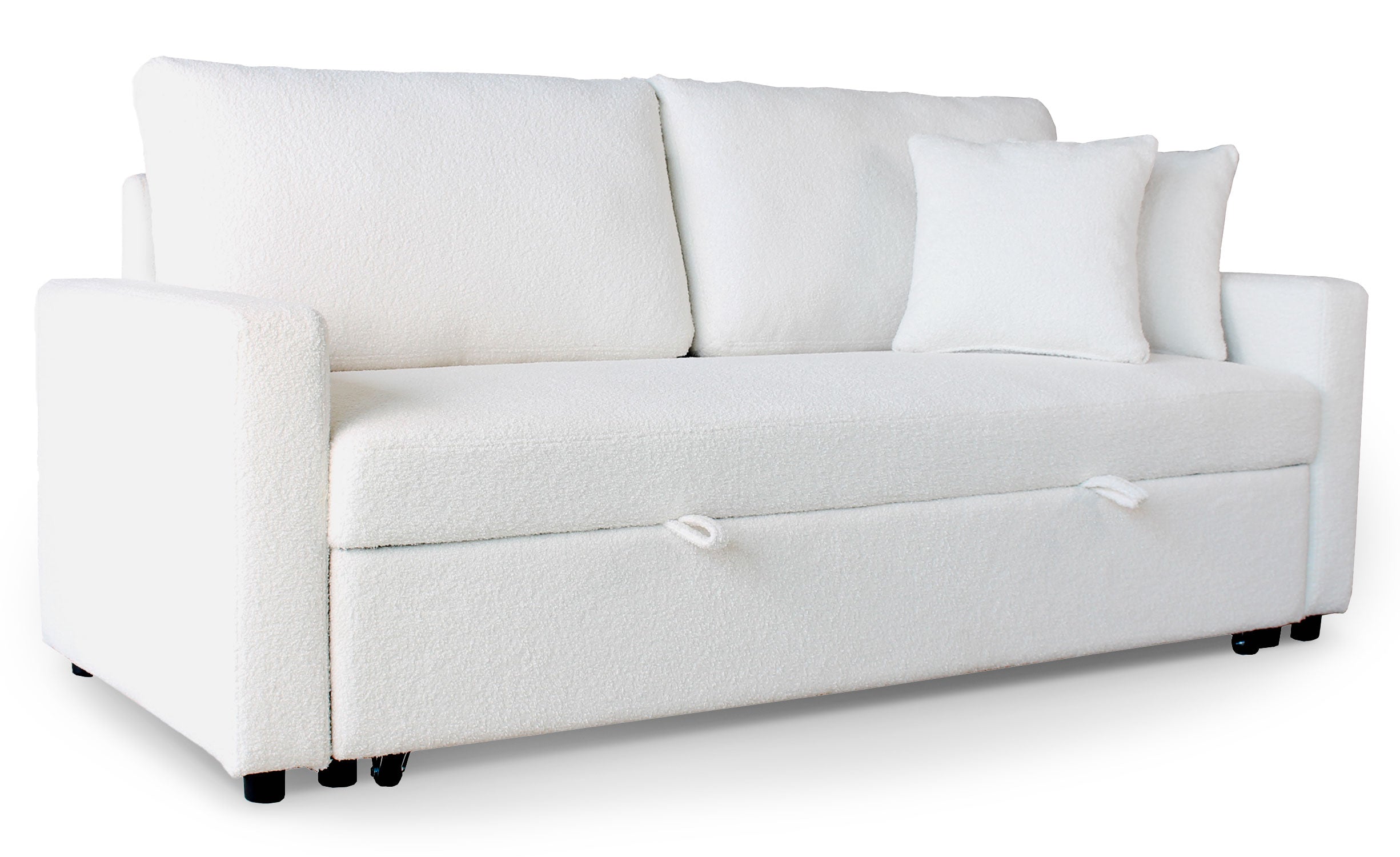 Canapé 3 places Convertible Saphir Tissu Bouclette Écru