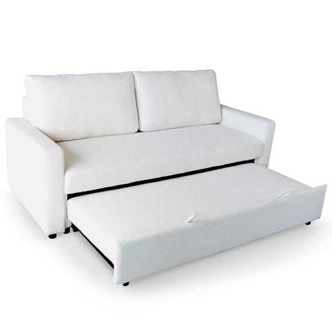 Canapé 3 places Convertible Saphir Tissu Bouclette Écru