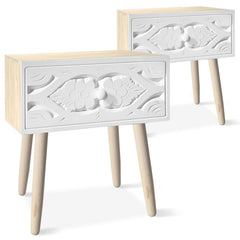 Lot de 2 tables de chevet Samara scandinave Blanc