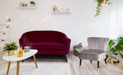Canapé 2 places scandinave Savoy Velours Bordeaux