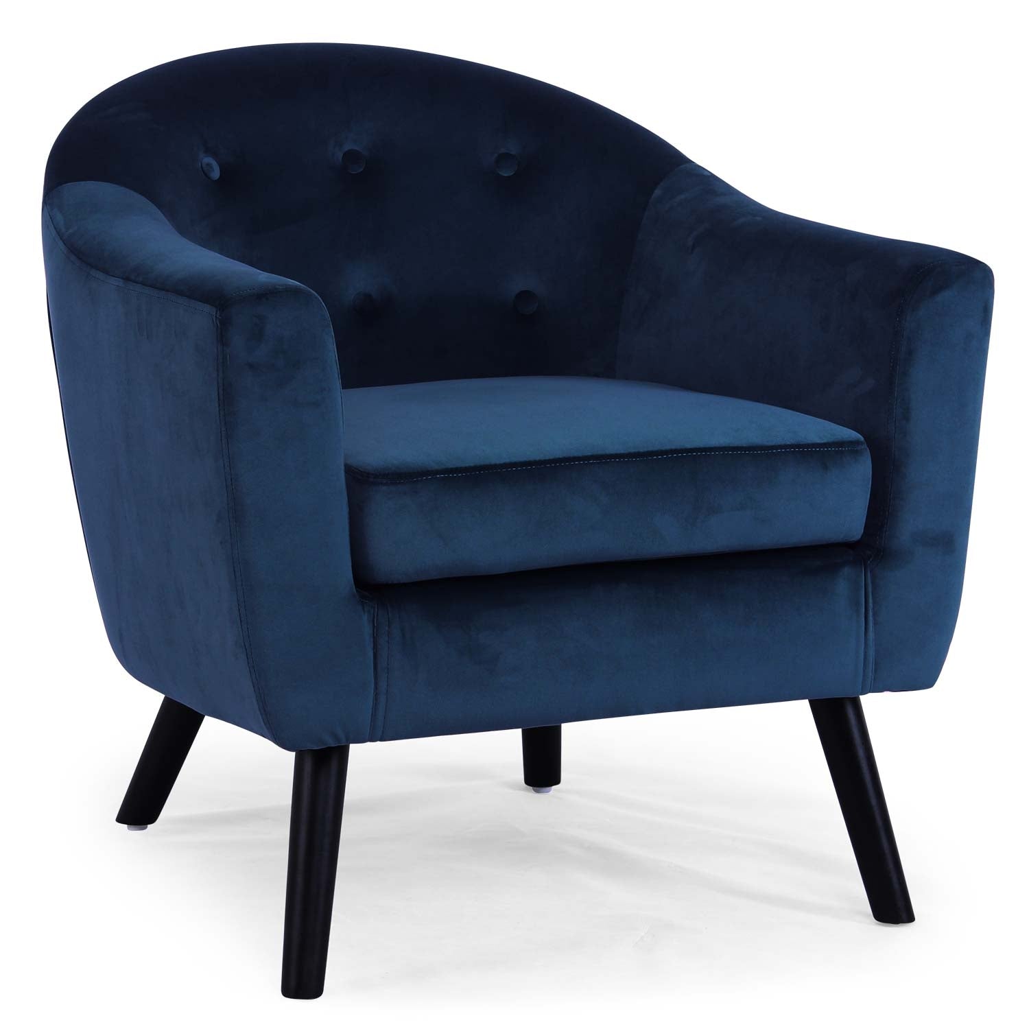Fauteuil scandinave Savoy Velours Bleu de biais