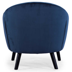 Fauteuil scandinave Savoy Velours Bleu de dos