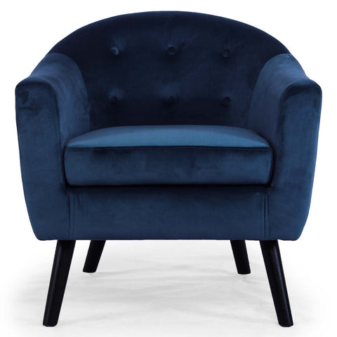 Fauteuil scandinave Savoy Velours Bleu de face