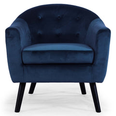 Fauteuil scandinave Savoy Velours Bleu de face
