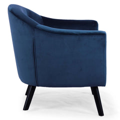 Fauteuil scandinave Savoy Velours Bleu  de profil