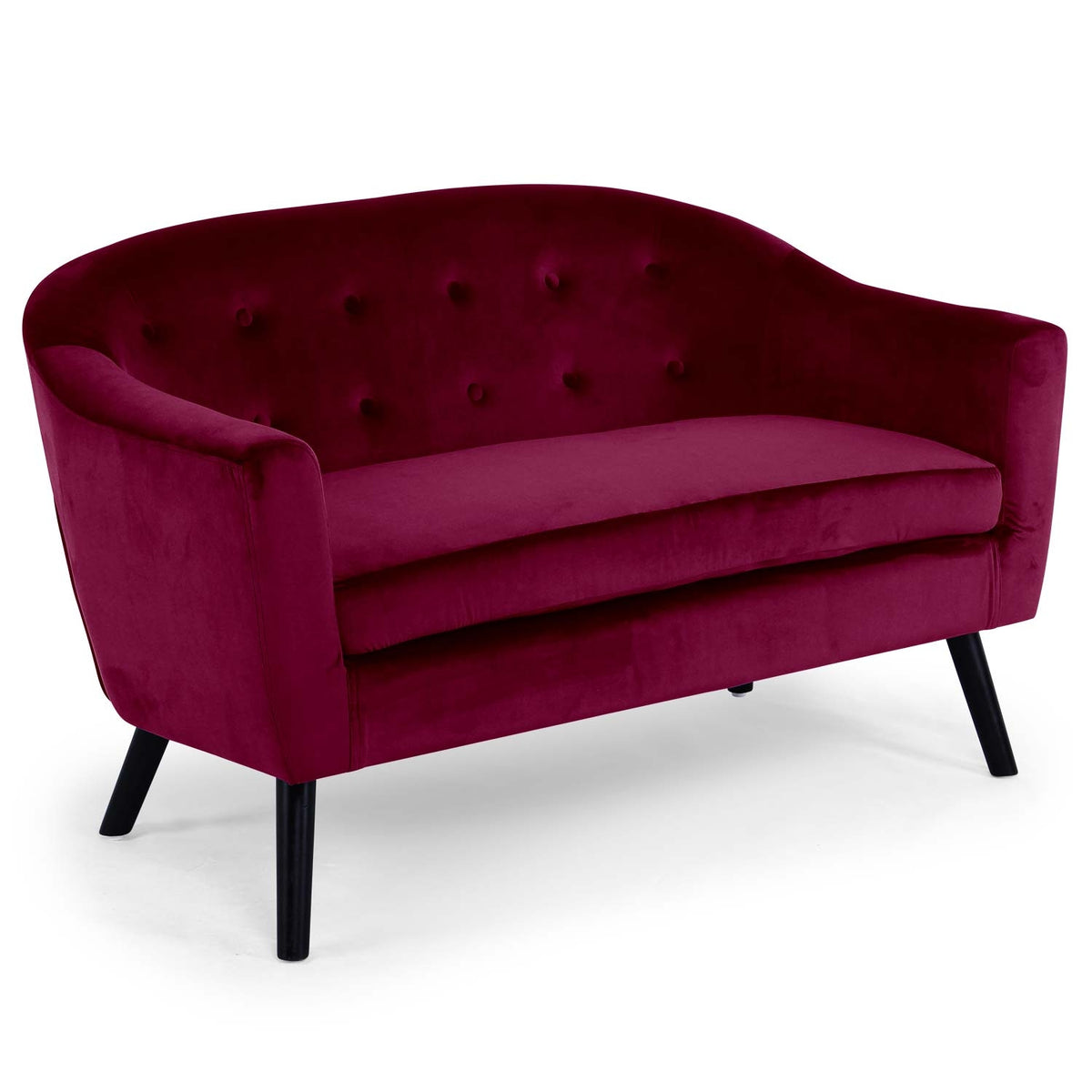 Canapé 2 places scandinave Savoy Velours Bordeaux
