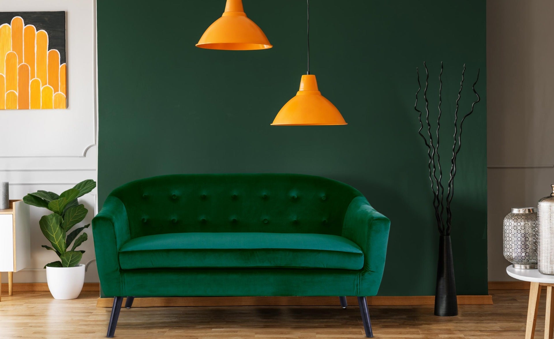 Canapé 3 places scandinave Savoy Velours Vert