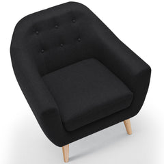 Fauteuil Aliph scandinave en tissu noir