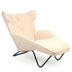 Fauteuil relax méridienne Cesma en tissu bouclette beige