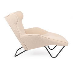 Fauteuil relax méridienne Cesma en tissu bouclette beige