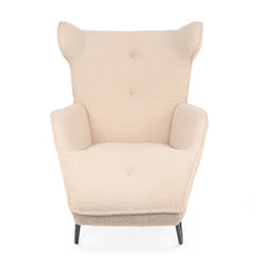 Fauteuil relax méridienne Cesma en tissu bouclette beige