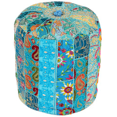 Pouf Shanti Tissu Bleu