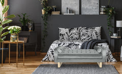 Banquette capitonnée Shell Velours Argent