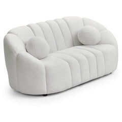 Canapé 2 places design Sidonie Tissu bouclette Blanc