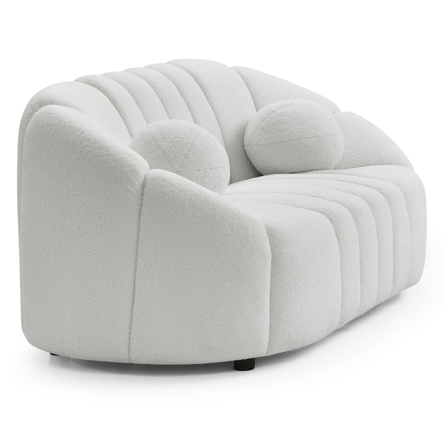 Canapé 2 places design Sidonie Tissu bouclette Blanc