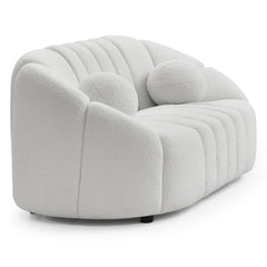 Canapé 2 places design Sidonie Tissu bouclette Blanc