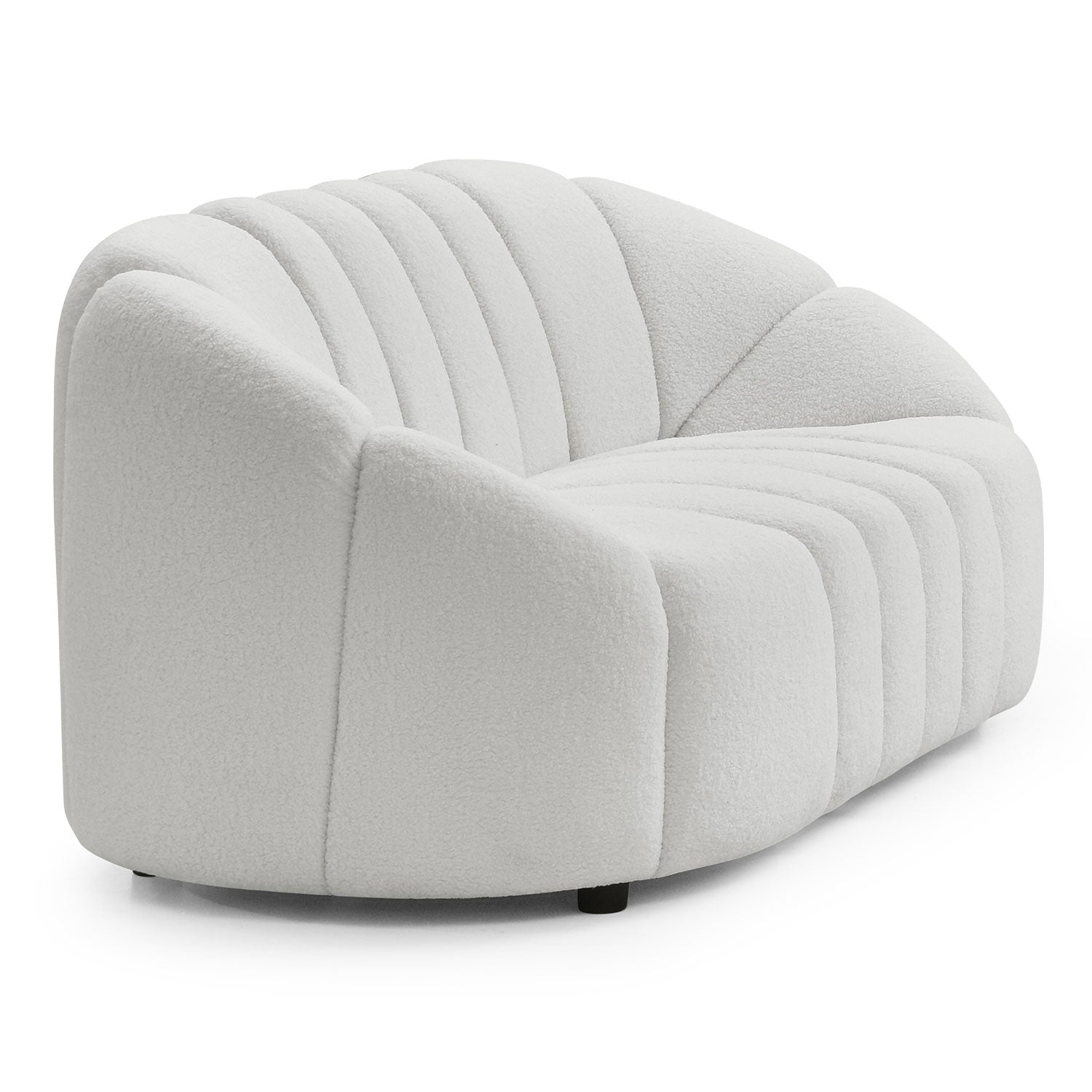 Canapé 2 places design Sidonie Tissu bouclette Blanc