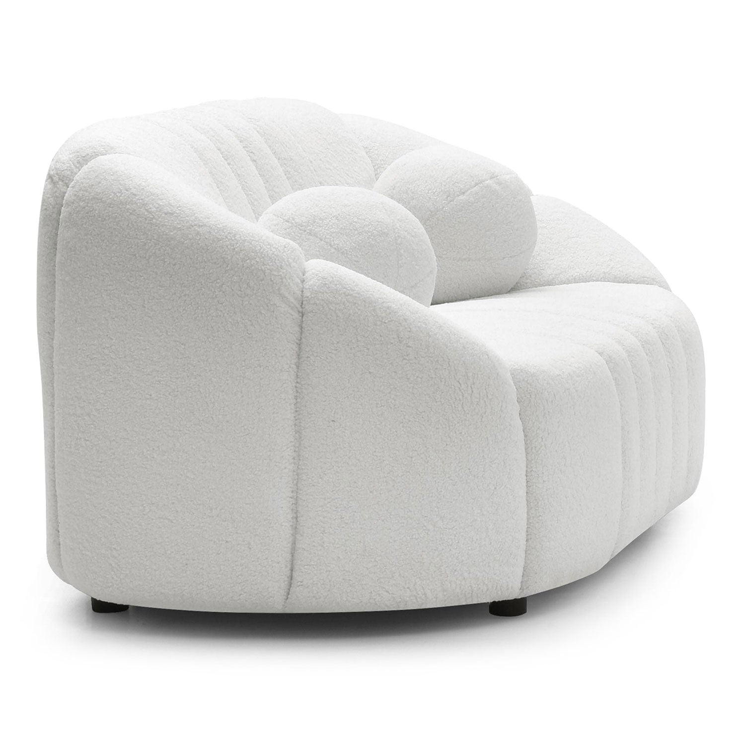 Canapé 2 places design Sidonie Tissu bouclette Blanc