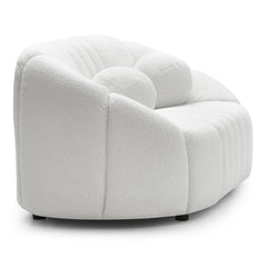 Canapé 2 places design Sidonie Tissu bouclette Blanc