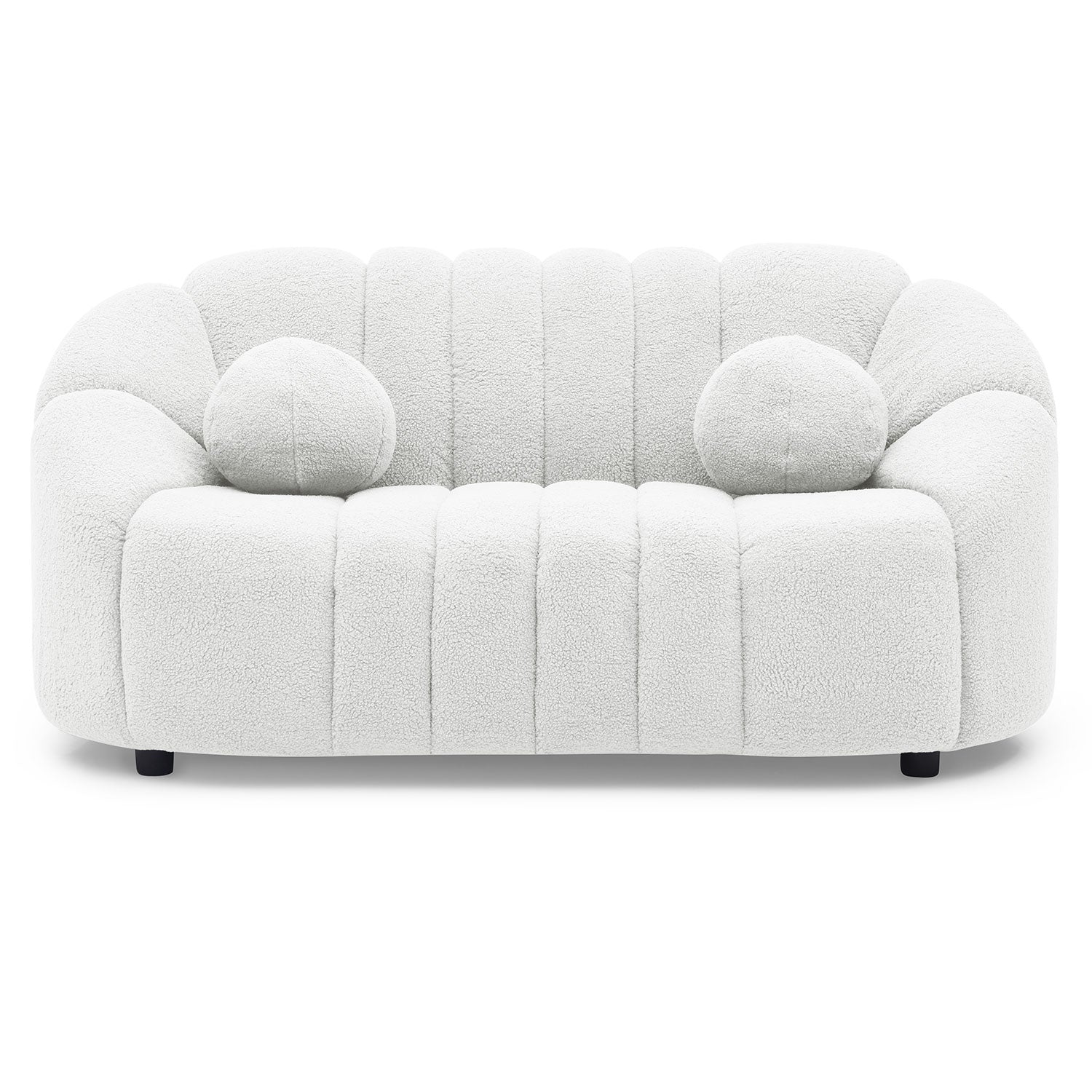 Canapé 2 places design Sidonie Tissu bouclette Blanc