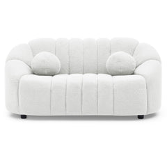 Canapé 2 places design Sidonie Tissu bouclette Blanc